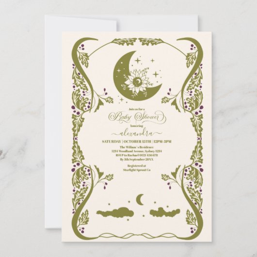  hemels botanisch Baby shower Kaart (Voorkant)