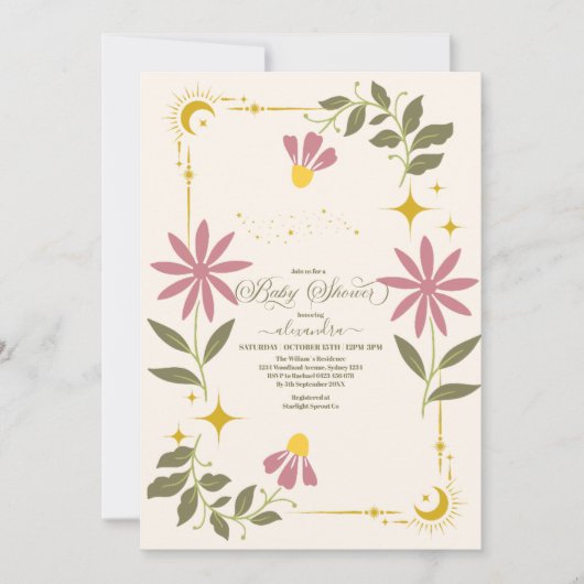  hemels botanisch Baby shower Kaart (Voorkant)