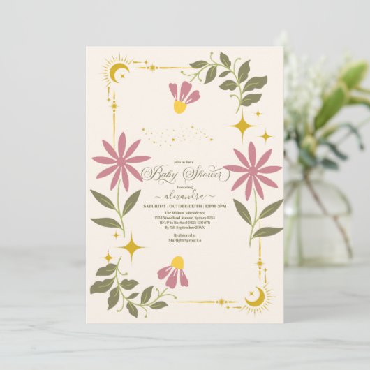  hemels botanisch Baby shower Kaart (Staand voorkant)