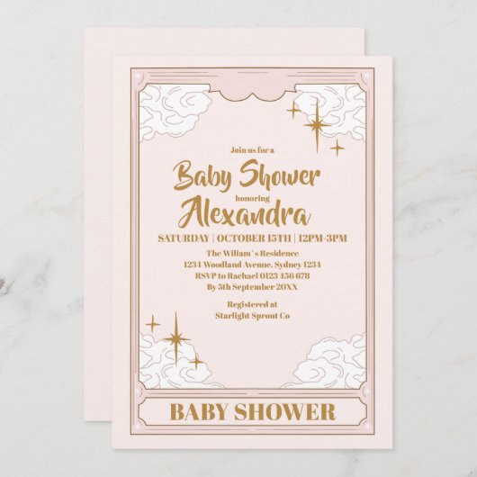  hemels botanisch Baby shower Kaart (Voorkant / Achterkant)