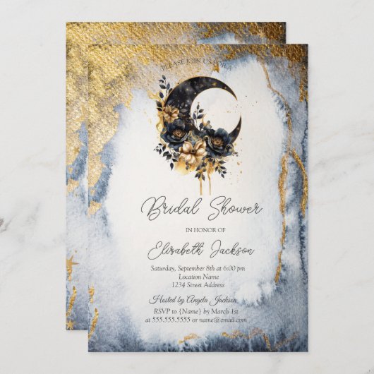 Hemels Bruidsboeket Maansymbool Bruidsshower Kaart (Voorkant / Achterkant)