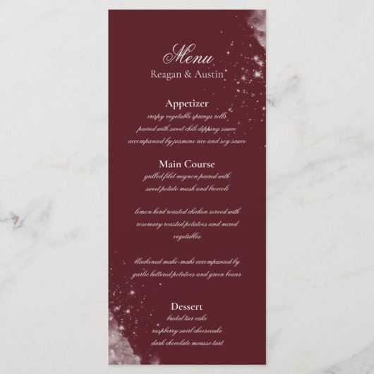 Hemels Burgundy Starlight Menu (Voorkant)