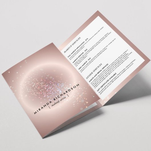 Hemels Confetti Gloeiend Roze Schoonheid Brochure Drieluik Kaart