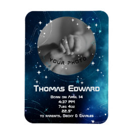 Hemels diepblauw geboorteaankondiging voor in de r magneet