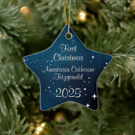 Hemels Diepblauw Ruimtekindje Kerstmis voor het Ee Keramisch Ornament