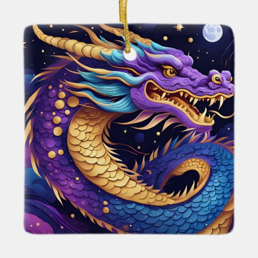 hemels drakendecoratie keramisch ornament (Voorkant)