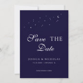 Hemels Elegant Script Blauwe Trouwfoto Save The Date (Voorkant)