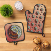 Hemels en hellemandala ovenwant & pannenlap set (Top down)