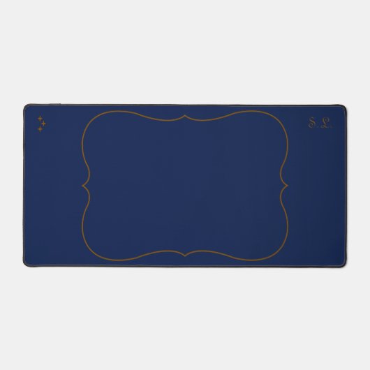 Hemels Geleerde Marineblauwe Bureaumat met Initial (Voorkant)