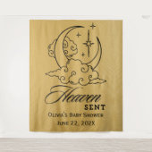 Hemels gestuurde gouden maan sterren baby shower wandkleed (Voorkant)