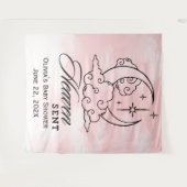 Hemels Gewonden Roze Maan Sterren Baby Shower Wandkleed (Voorkant (horizontaal))