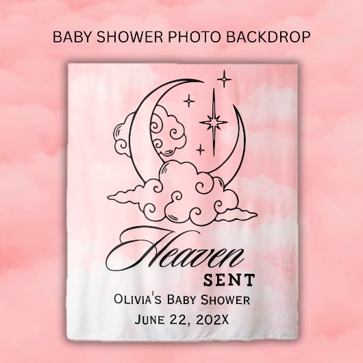 Hemels Gewonden Roze Maan Sterren Baby Shower Wandkleed
