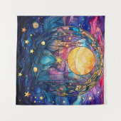 Hemels Glas in lood Kunstwandtapijt Wandkleed (Voorkant (horizontaal))