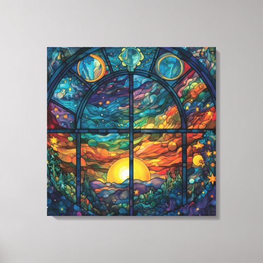 Hemels Glas in lood Kunstwerk Canvas Print (Voorkant)