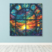 Hemels Glas in lood Kunstwerk Canvas Print (Insitu (Houten vloer))