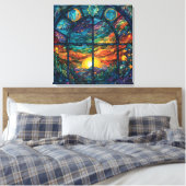 Hemels Glas in lood Kunstwerk Canvas Print (Insitu (Slaapkamer))