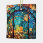 Hemels Glas in lood Kunstwerk Kerst Ornament (Links)