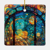 Hemels Glas in lood Kunstwerk Kerst Ornament (Achterkant)