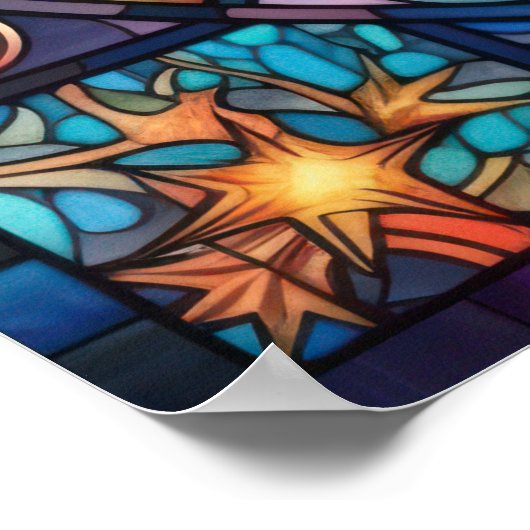 Hemels Glas in lood Kunstwerk Poster (Hoek)