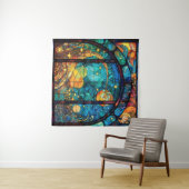 Hemels Glas in lood Kunstwerk Tapestry Wandkleed (In Situ (horizontaal))