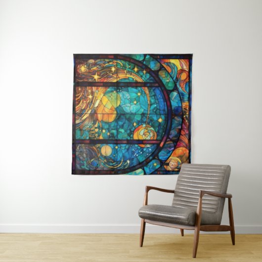 Hemels Glas in lood Kunstwerk Tapestry Wandkleed (In Situ (horizontaal))