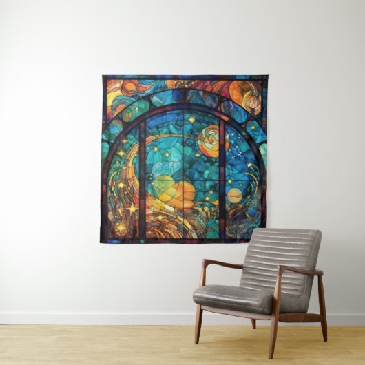 Hemels Glas in lood Kunstwerk Tapestry Wandkleed (In situ)