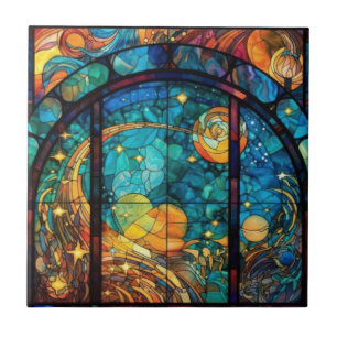 Hemels Glas in lood Kunstwerk Tegel Tegeltje