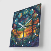 Hemels Glas in lood Kunstwerk Wandklok (Hoek)