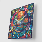 Hemels Glas in lood Kunstwerk Wandklok (Hoek)