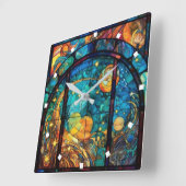 Hemels Glas in lood Kunstwerk Wandklok (Hoek)