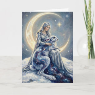 Hemels Godin Konijn Maan Fantasie Kunst Kaart