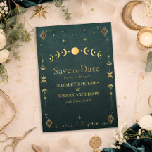 Hemels Gotisch Donker Teal Trouwen Save the Date