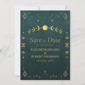 Hemels Gotisch Donker Teal Trouwen Save the Date (Voorkant)