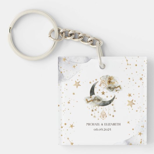 Hemels goud maan sterren  sleutelhanger (voorkant)