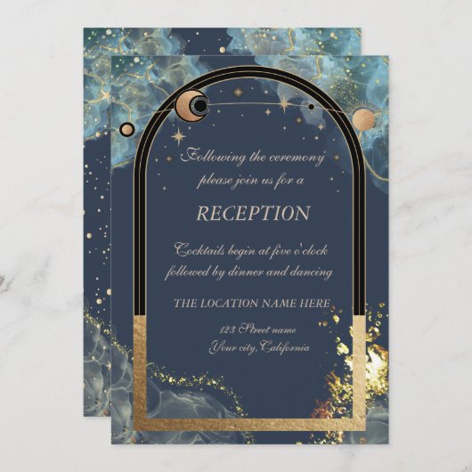 Hemels Goud Zon Maan Glitter Kaart (Voorkant / Achterkant)