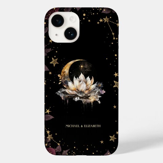 Hemels goud Zon, Maan, Lotus Sterren Case-Mate iPhone Case (Achterkant)