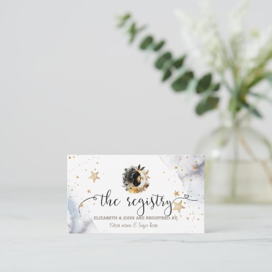 Hemels goud Zon,Maan,Sterren Bloemen Informatiekaartje (Staand voorkant)