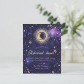 Hemels Goud Zon,Maan,Sterren Paars Kaart (Staand voorkant)