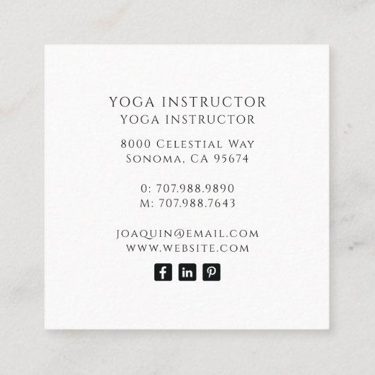 Hemels Goud Zwart Zon Maan Yoga Vierkante Visitekaartje (Achterkant)