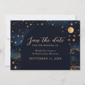 Hemels Gouden Bruiloft Navy Save The Date (Voorkant)