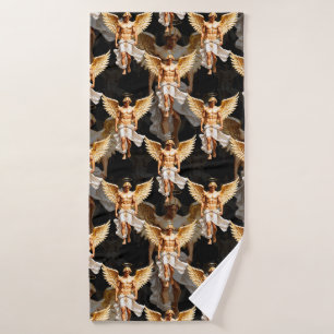 Hemels gouden engelen patroonontwerp badhanddoek