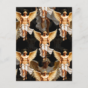 Hemels gouden engelen patroonontwerp briefkaart