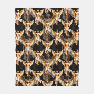 Hemels gouden engelen patroonontwerp fleece deken