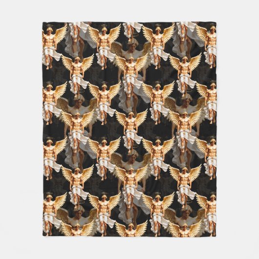 Hemels gouden engelen patroonontwerp fleece deken (Voorkant)