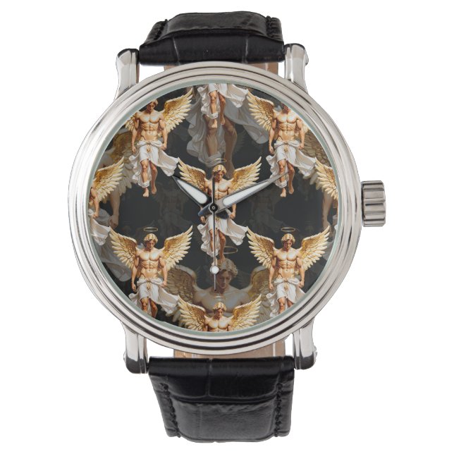 Hemels gouden engelen patroonontwerp  horloge (Voorkant)