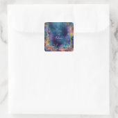Hemels Gouden Geometrisch Frame Sfeer Bruiloft Vierkante Sticker (Tas)