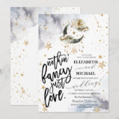 Hemels Gouden Maan Sterren Bruiloft  Kaart (Voorkant / Achterkant)