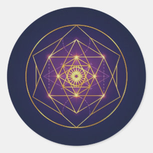 Hemels Gouden Mandala — Evenwicht in het Oneindige Ronde Sticker
