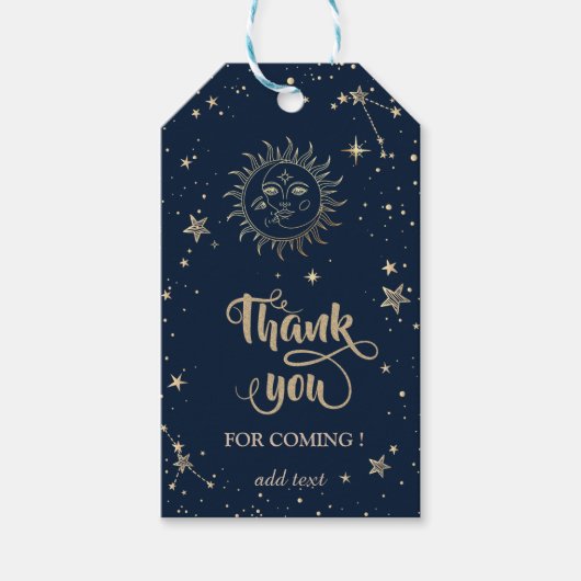 Hemels Gouden Zon En Maan Cadeaulabel (Voorkant)