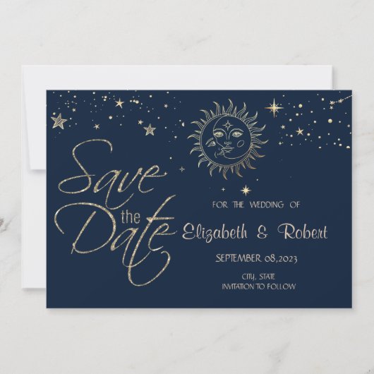 Hemels Gouden Zon En Maan Save The Date (Voorkant)